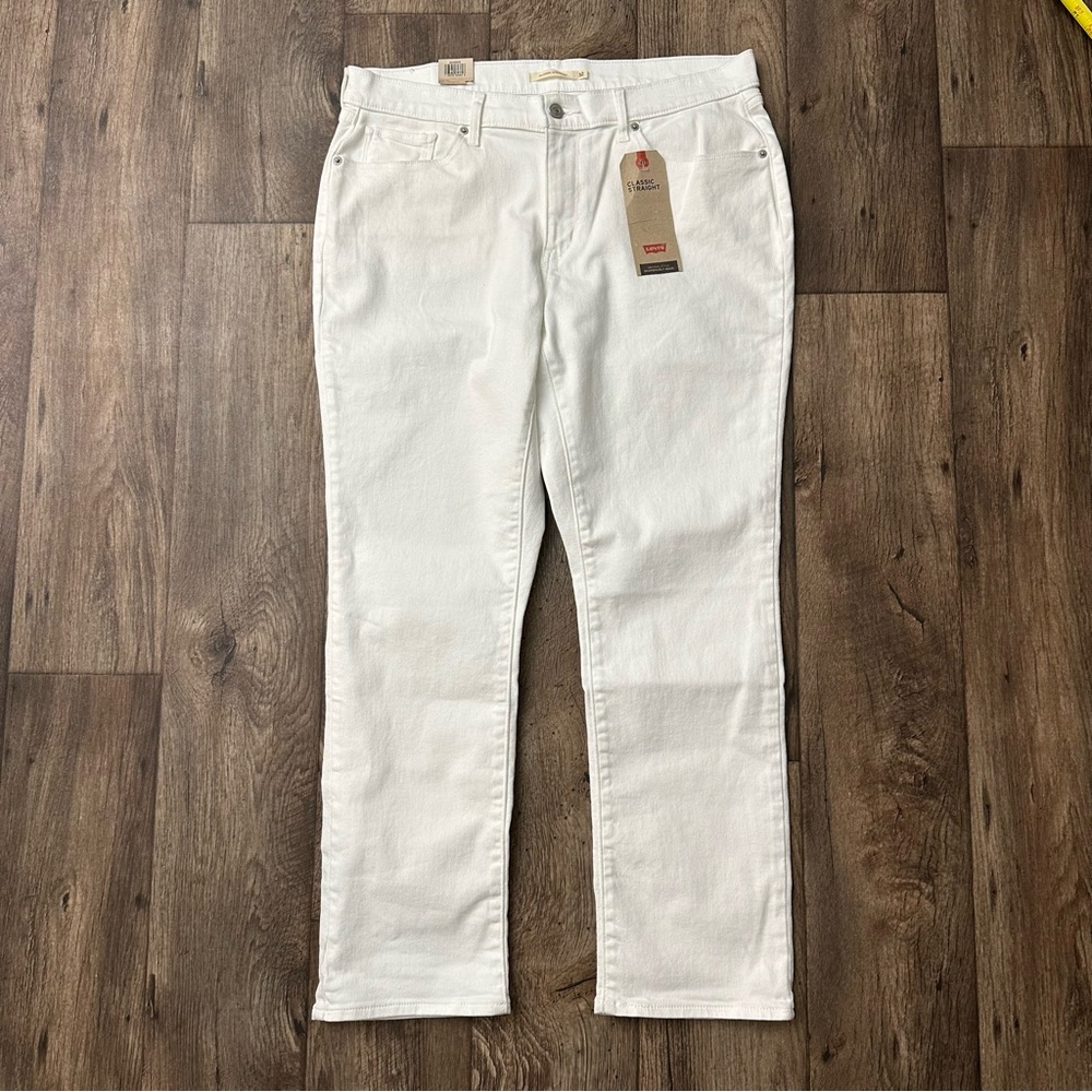 Levi’s Classic Straight Mid Rise White Cotton Denim Jeans Women’s Size 32x30
